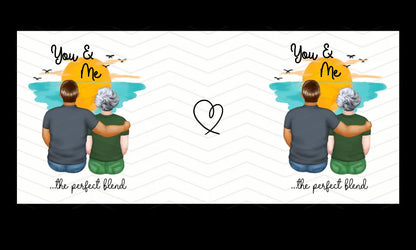 Unique gift mug with couple illustration