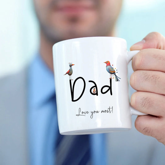 mug with colourful quirky birds