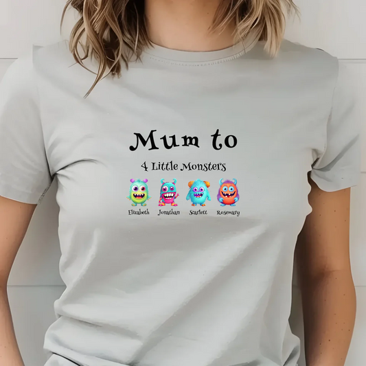 Custom Mum to 3 Little Monsters jumper in grey