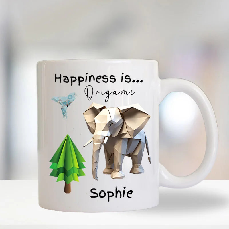 Origami elephant personalised mug