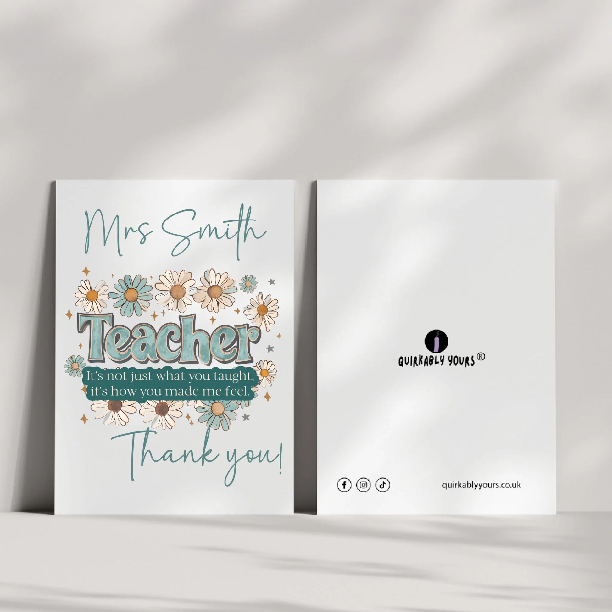 Pastel daisy card thank you gift for teacher