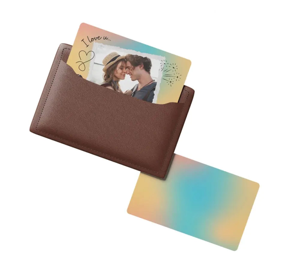 Metal wallet card for the person you love pastel i love you add photo card