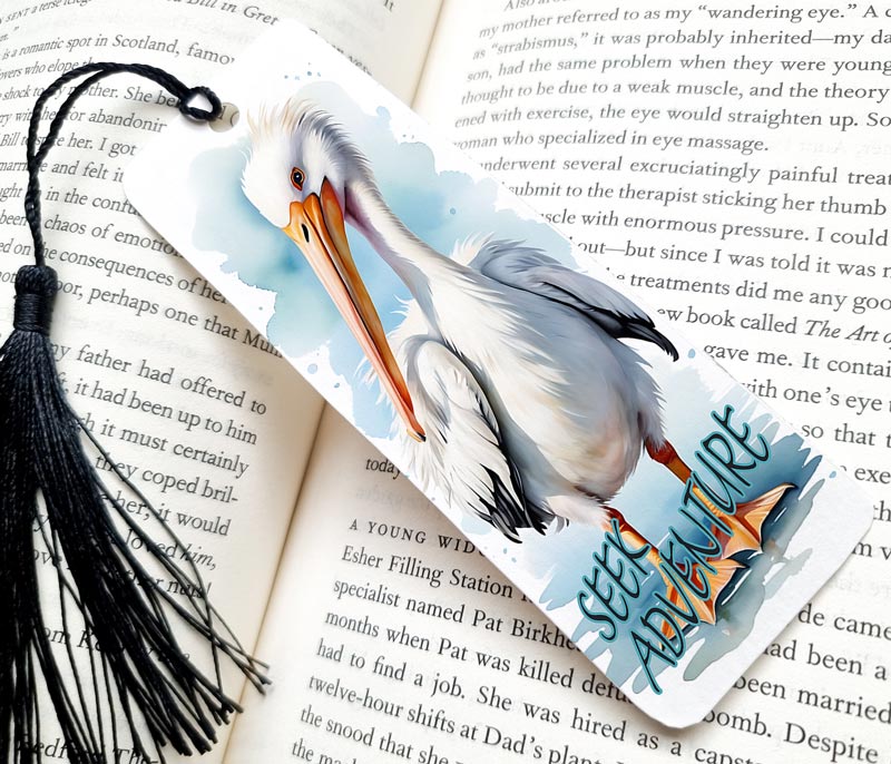 Quirky Pelican "Seek Adventure" Bookmark