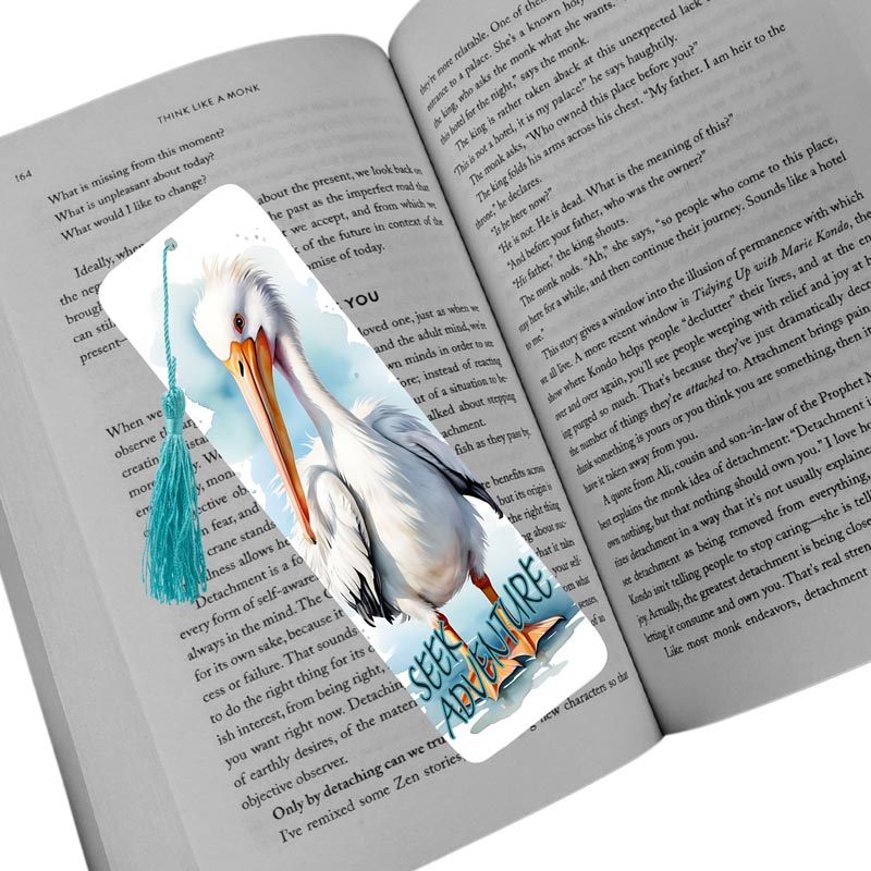 Quirky Pelican "Seek Adventure" Bookmark