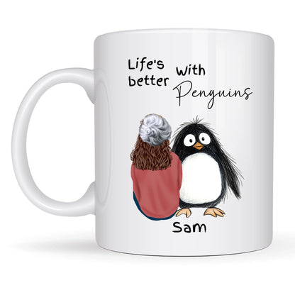 Custom ceramic mug with penguin design – personalised gift idea