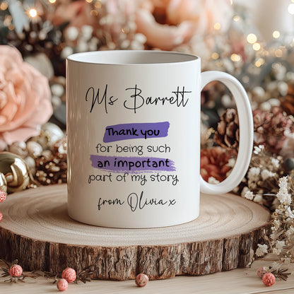 Personalised Blooming Thanks mug for teacher gift