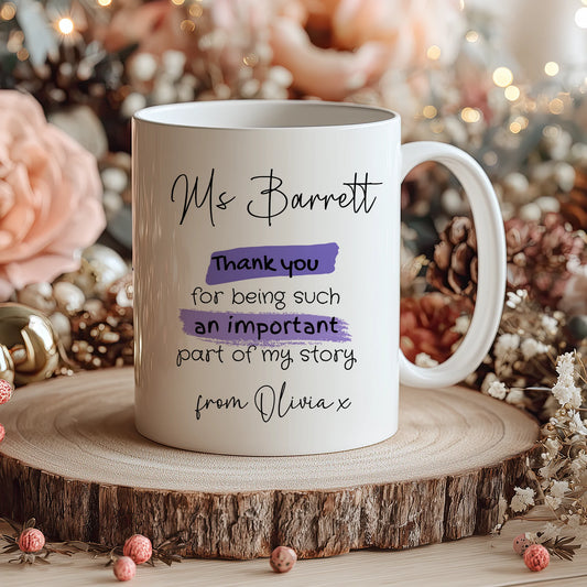 Personalised Blooming Thanks mug for teacher gift
