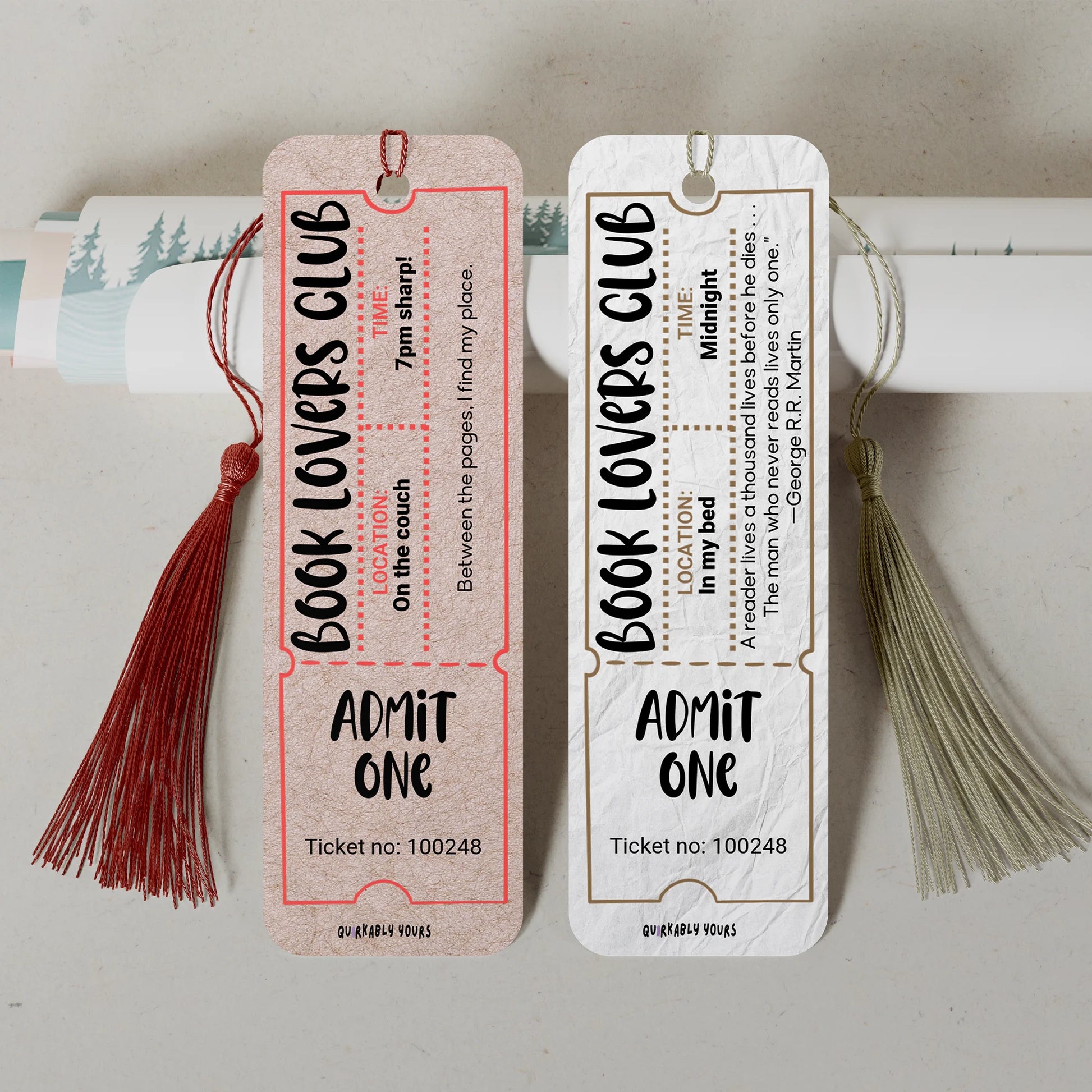 personalised book lovers club ticket bookmark