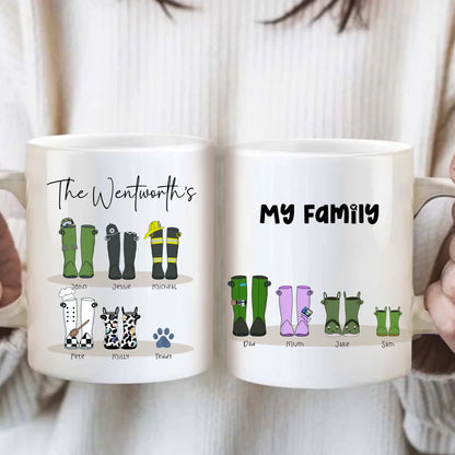 Unique family mug with name and boot choices