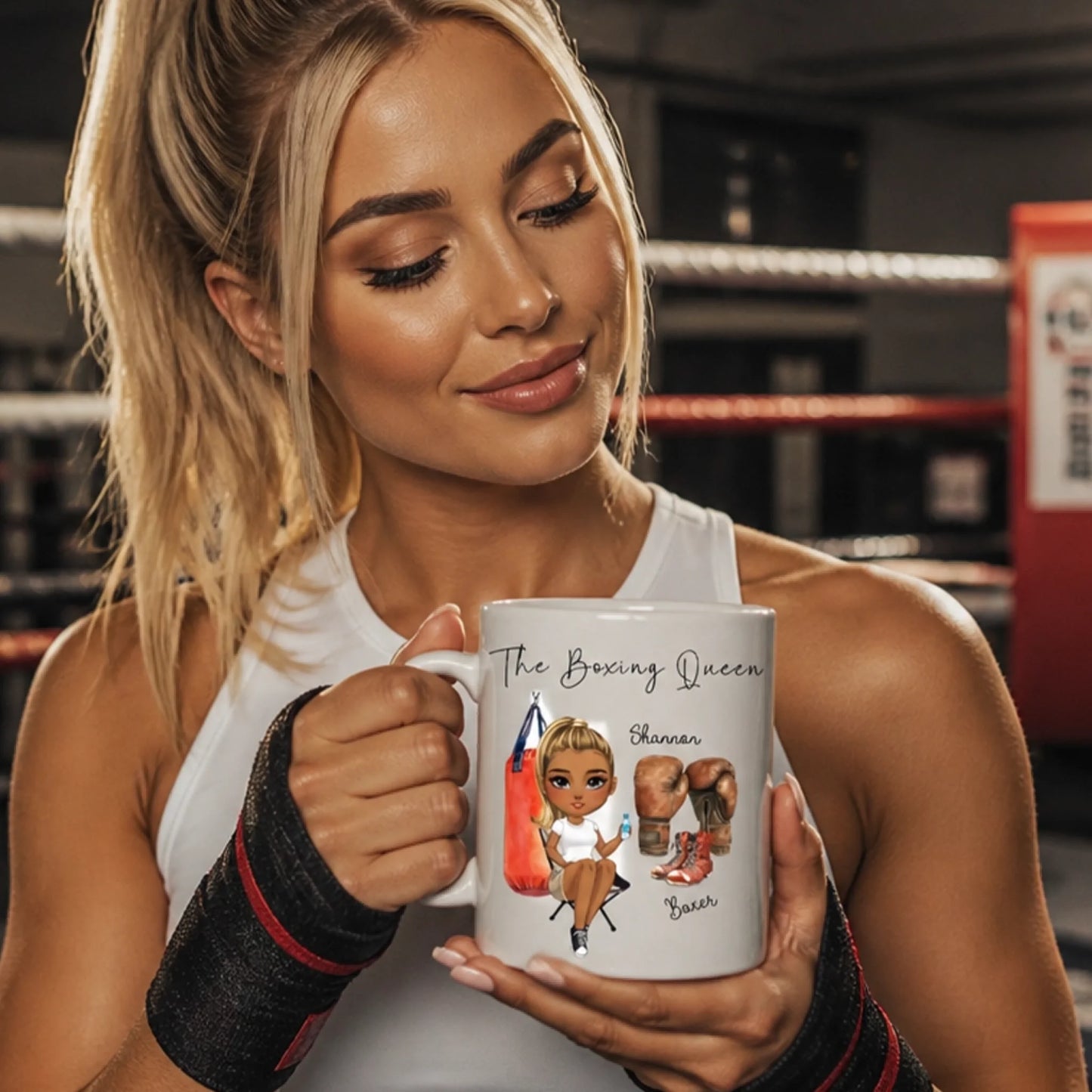 Custom boxing gift mug with male or female character