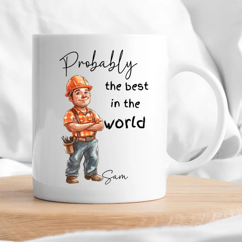 Funny builder coffee mug customised with name UK