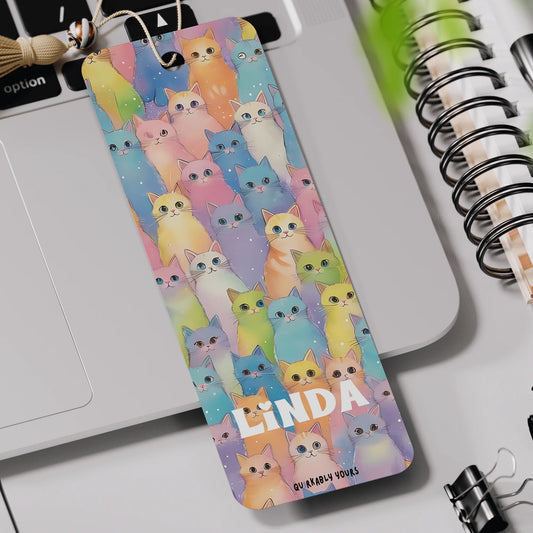 Personalised Pastel Cat Bookmark