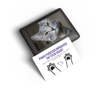 Heartfelt cat loss gift wallet card with double-sided printing