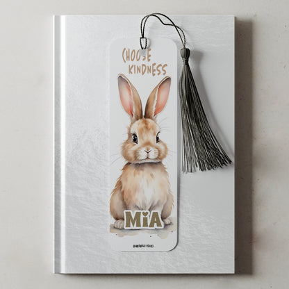 Bookmark with a rabbit illustration and 'Choose Kindness' text on a white background
