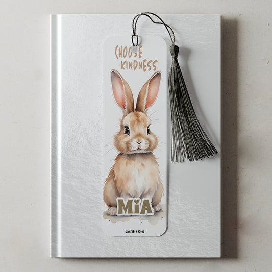 Bookmark with a rabbit illustration and 'Choose Kindness' text on a white background