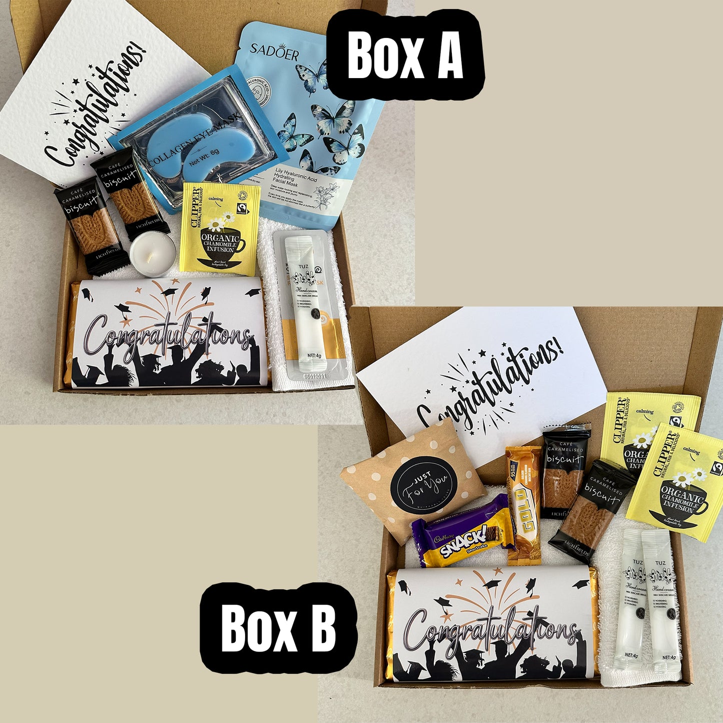 Personalised congratulations chocolate gift box for graduation celebration