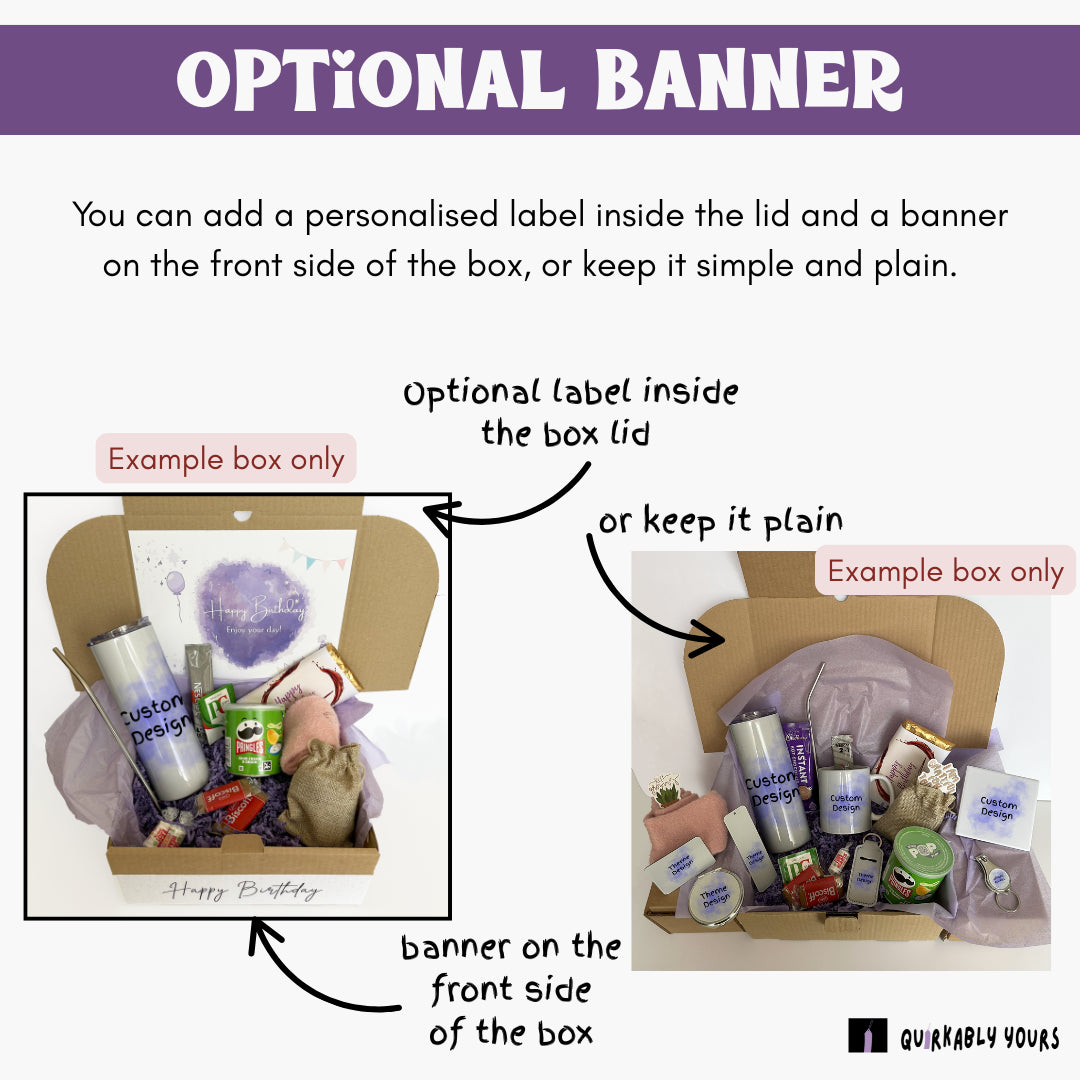 Quirky add-on gift box with treats and mug