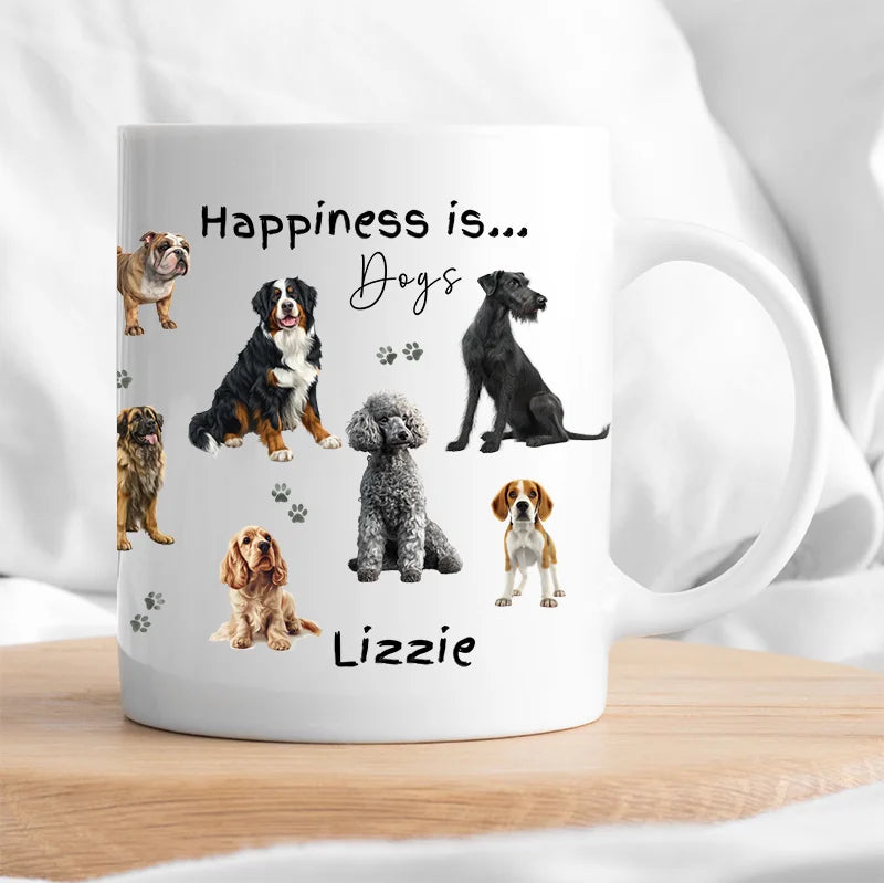 Personalised dog lover mug with breeds