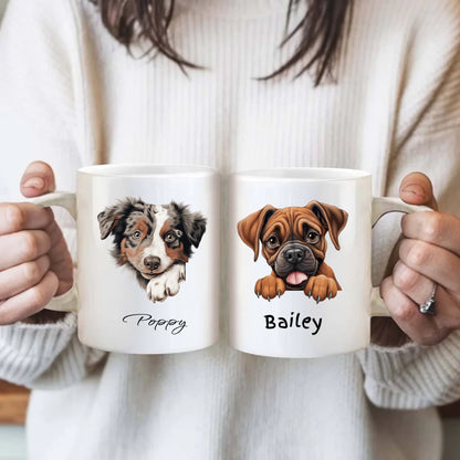 Personalised dog mug with custom breed and name