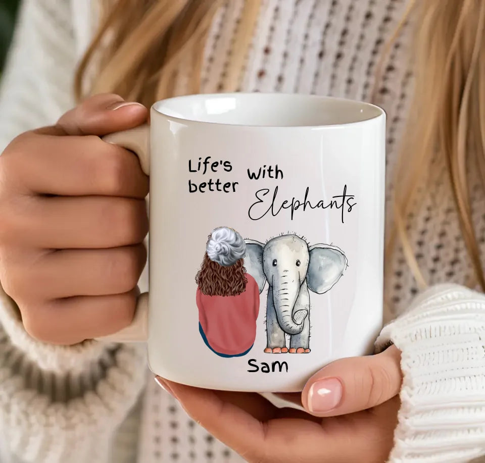 Life’s Better with Elephants custom mug