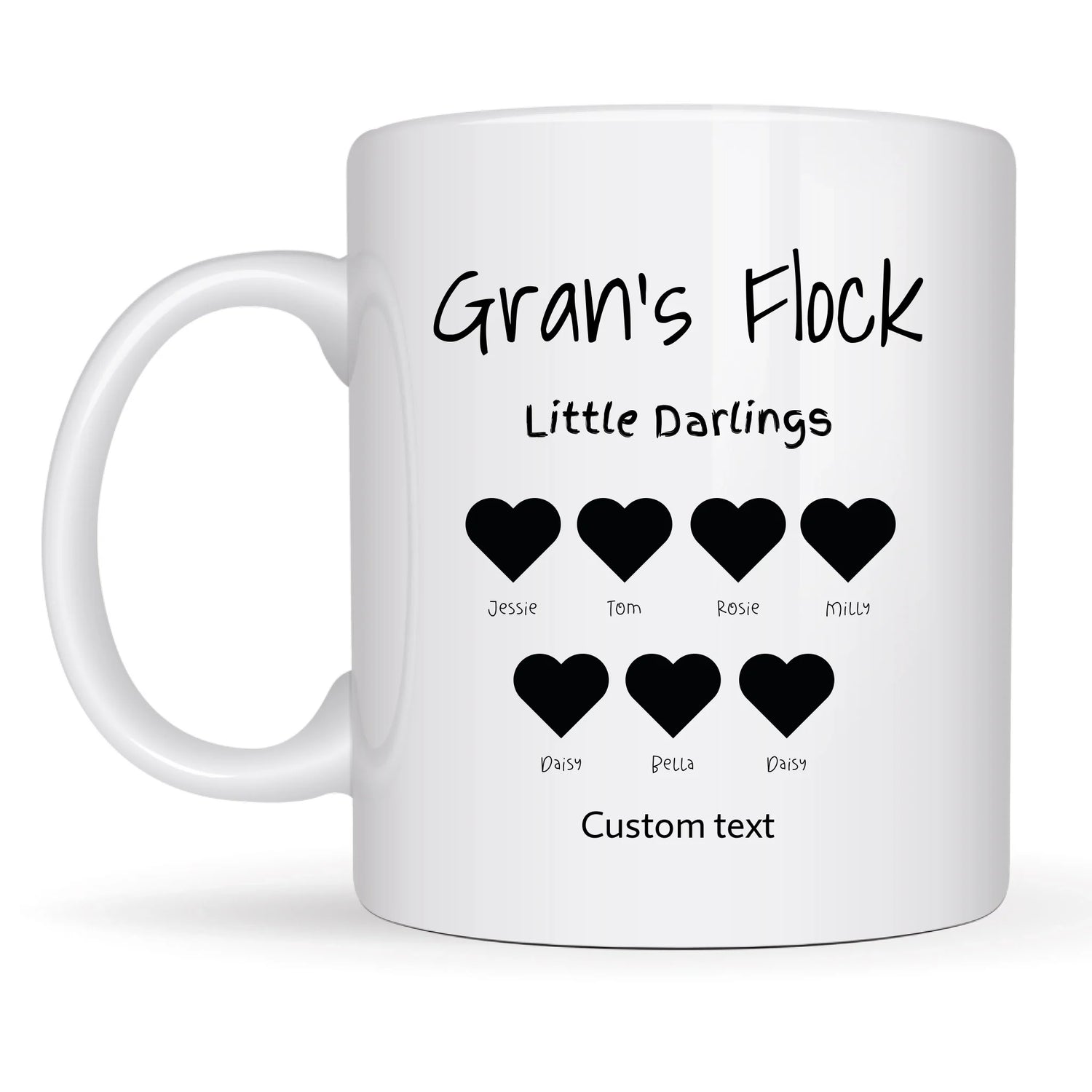 personalised family print mug black hear