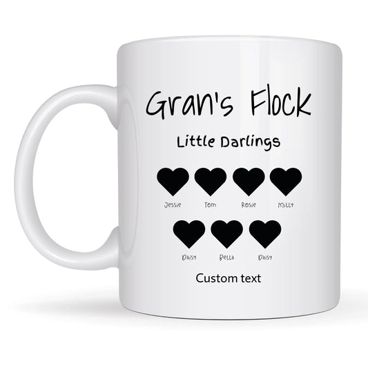 personalised family print mug black hear