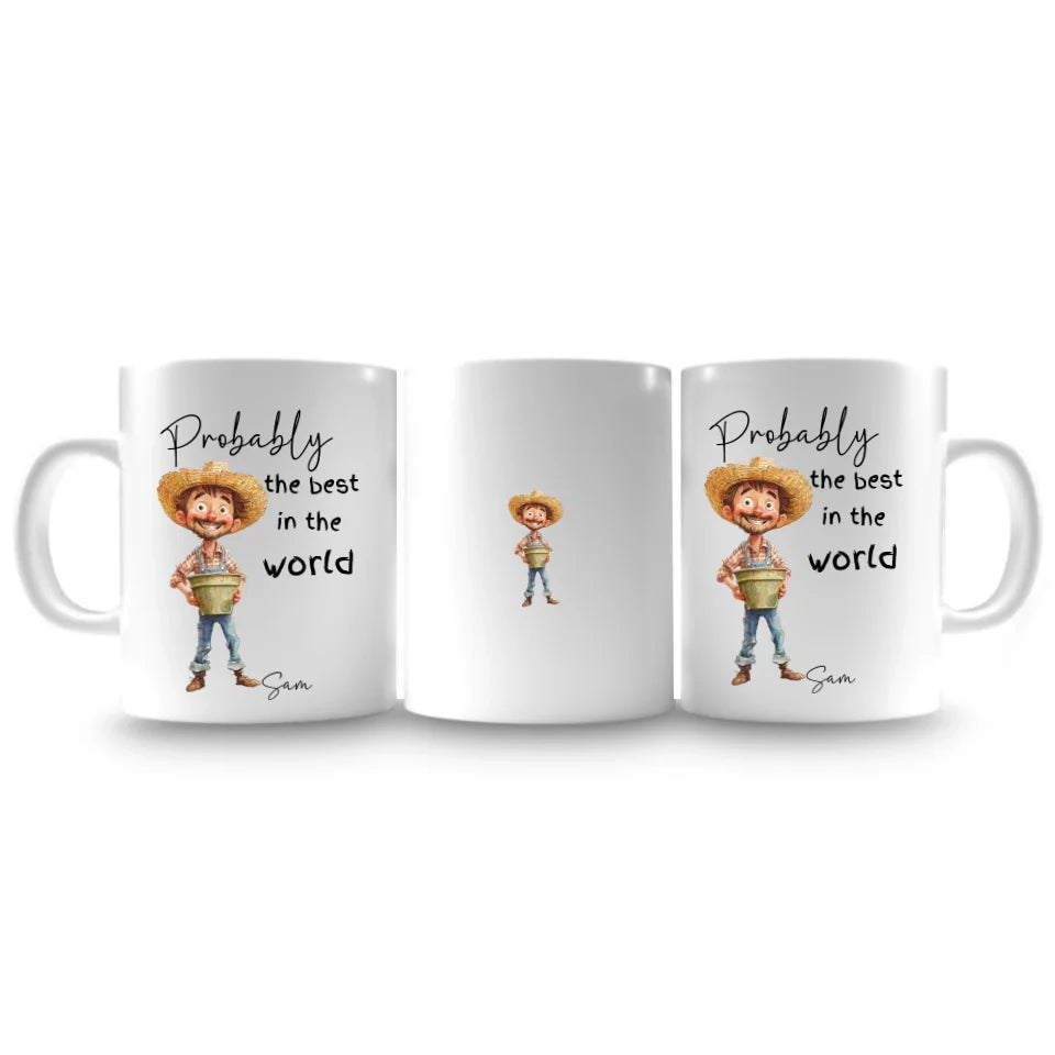 Quirky farmworker mug