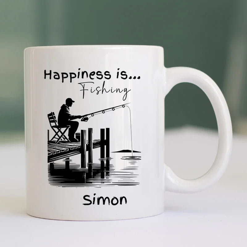 Personalised fishing mug with custom name