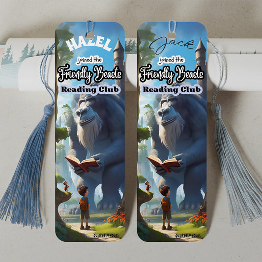 personalised friendly beasts reading club bookmark for kids