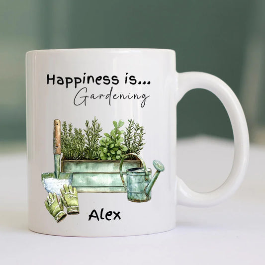 Personalised gardening mug with watercolour design