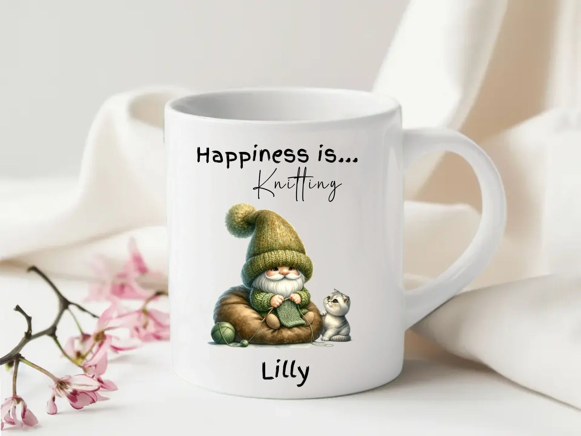 Gnome design mug for knitters