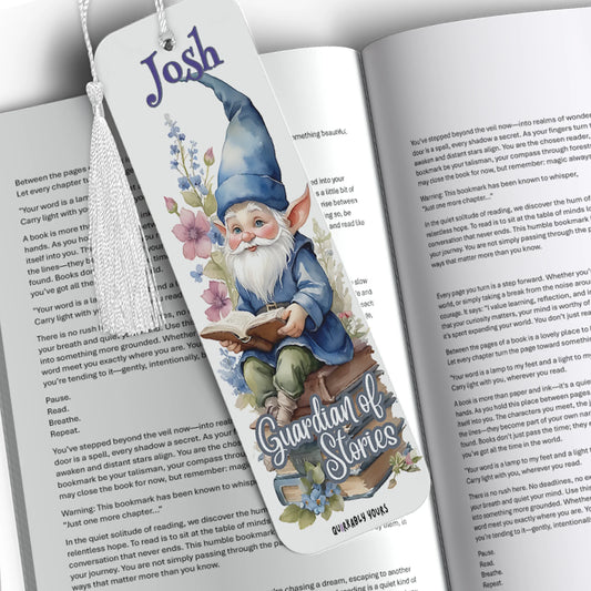 Personalised gnome bookmark with custom name – whimsical gift for book lovers and fantasy