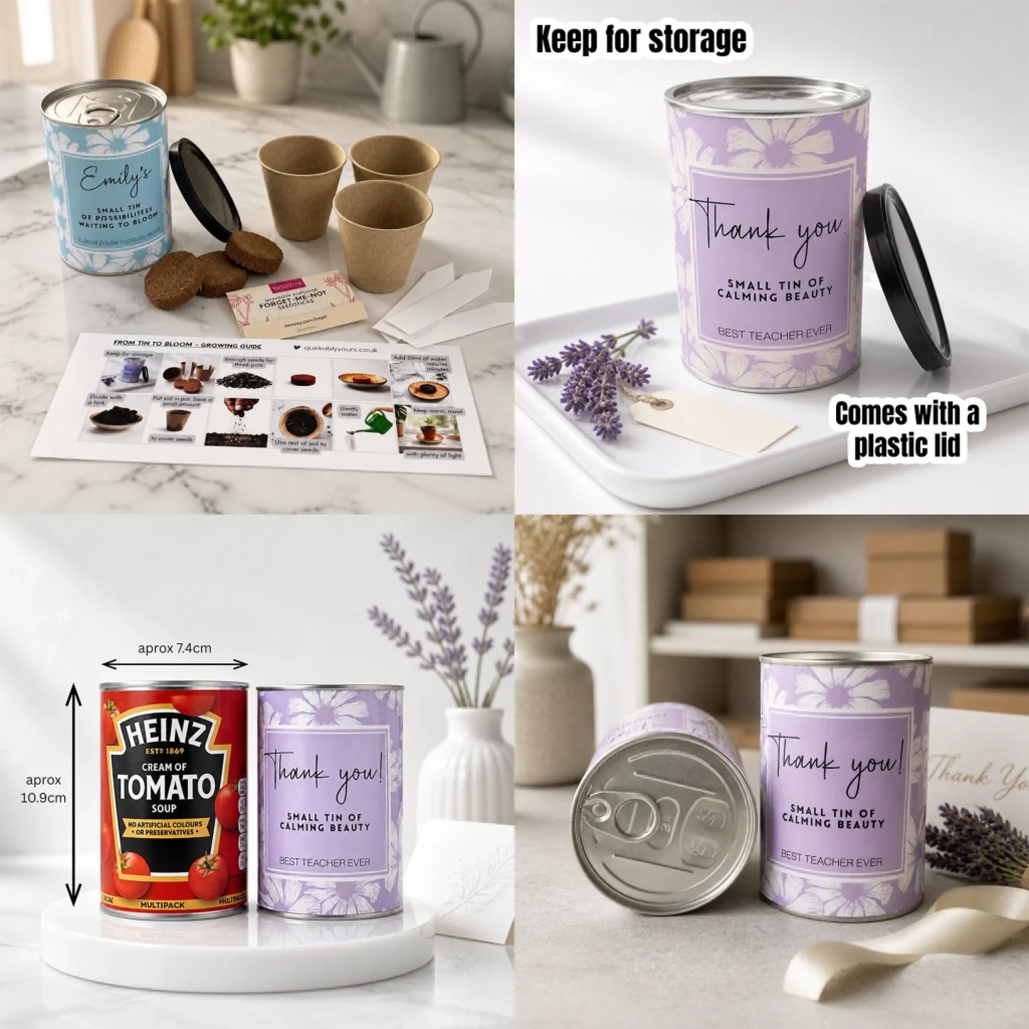 Wildflower growing instructions included with personalised grow tin and seed gift