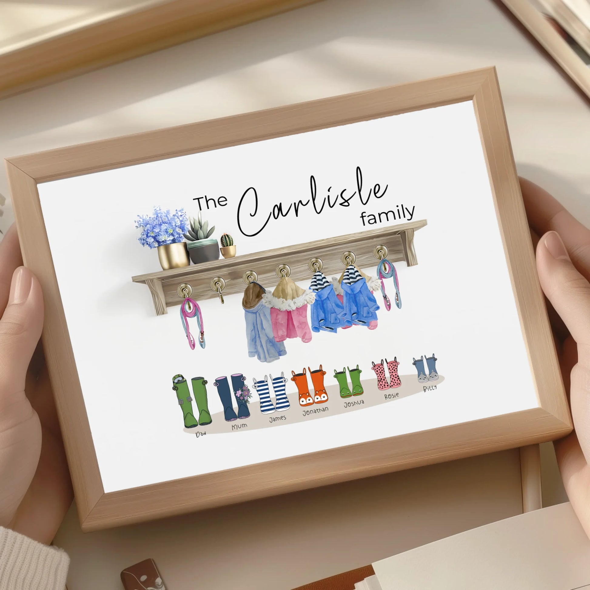 Custom family wellies art with optional pet leads
