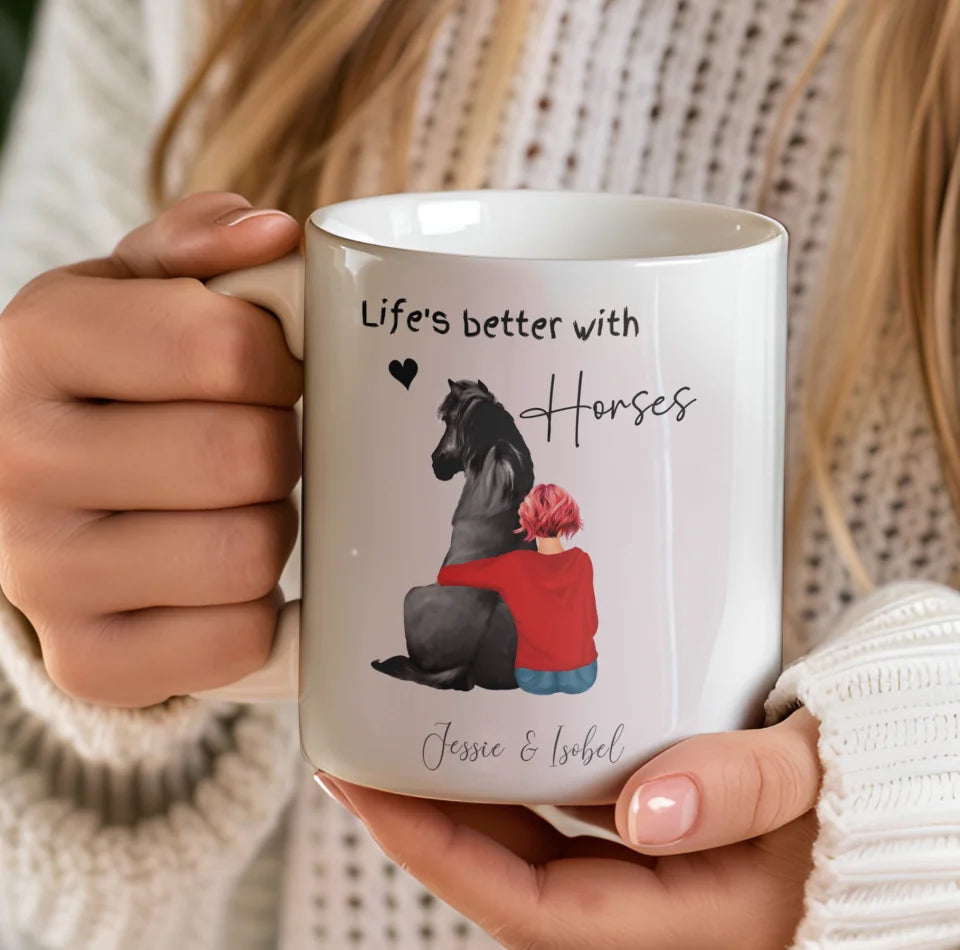 Personalised horse mug with custom character