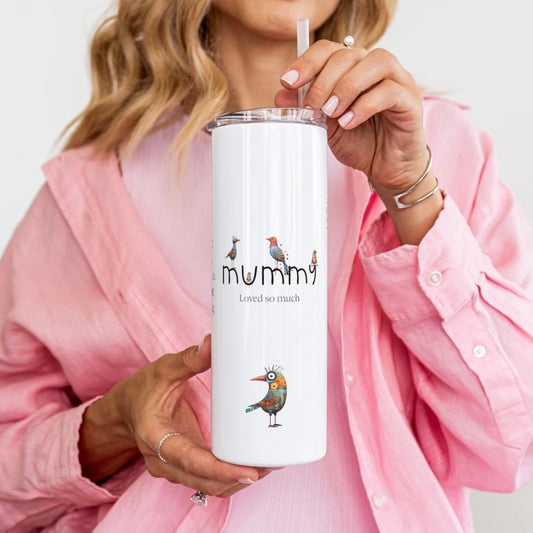 Custom mum travel tumbler with heart balloon