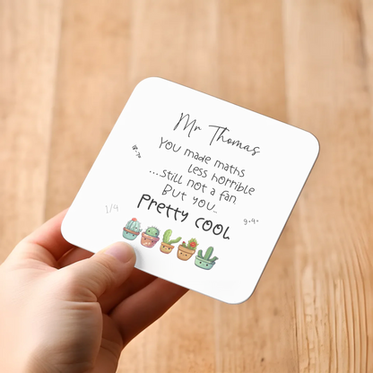 Custom maths tutor coaster