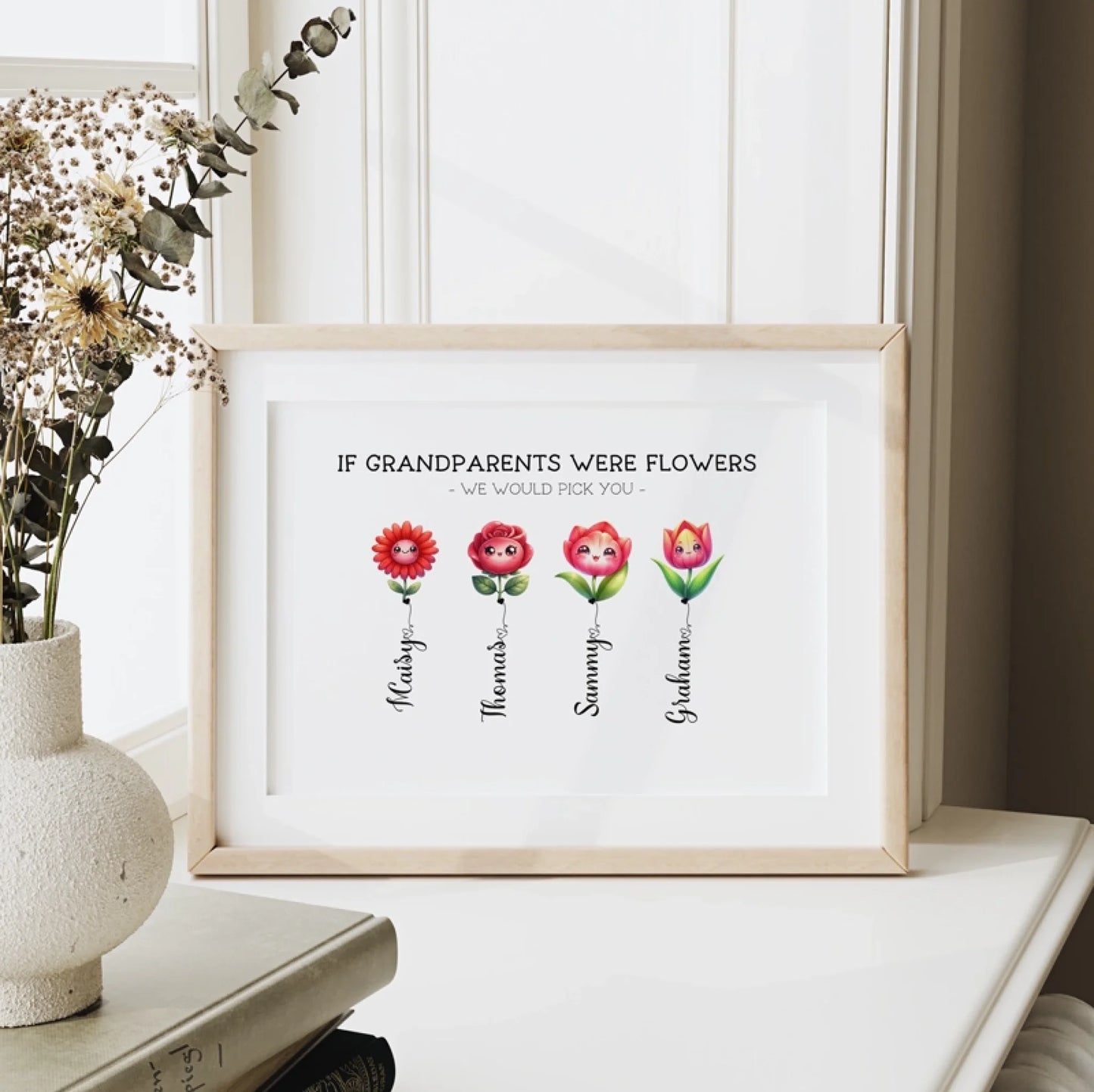 if-grandparents-were-flowers custom floral family illustration UK