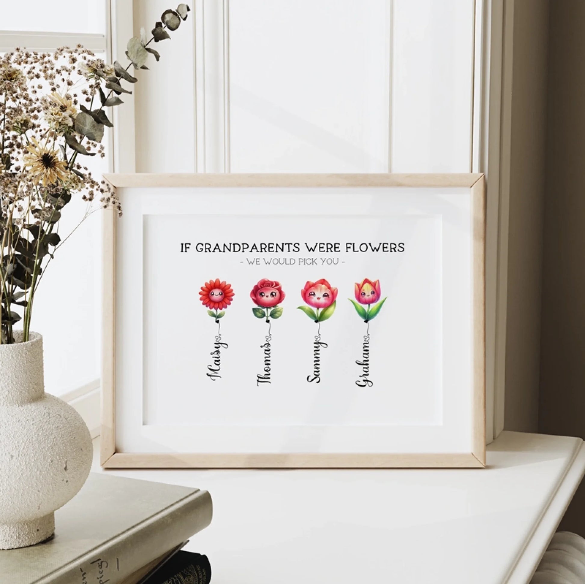 if-grandparents-were-flowers custom floral family illustration UK