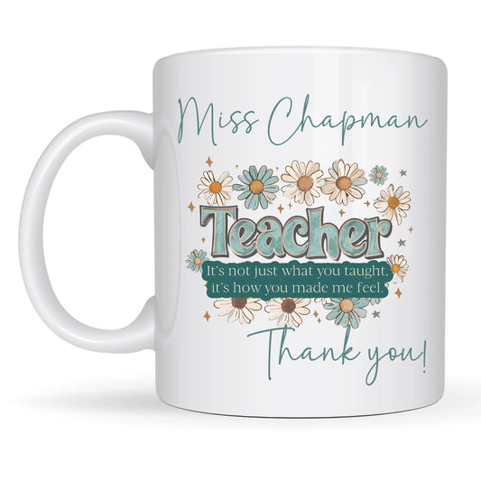 Personalised pastel daisy teacher mug gift UK