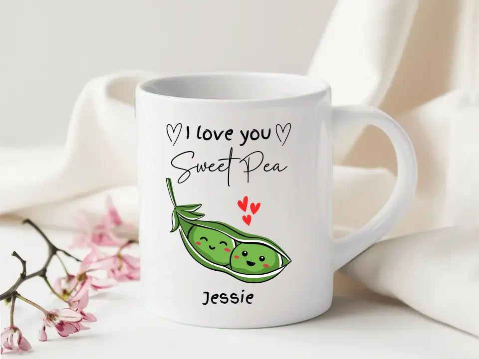 Personalised love sweet pea lovers mug