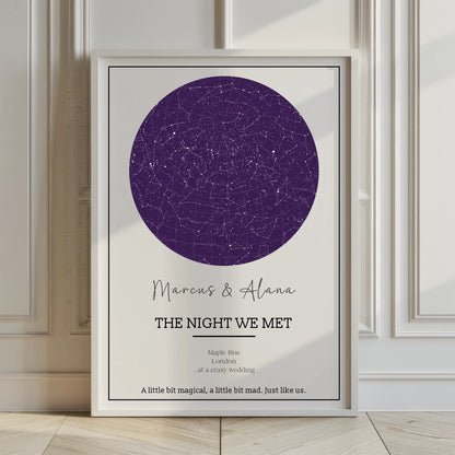Personalised star map print with constellations