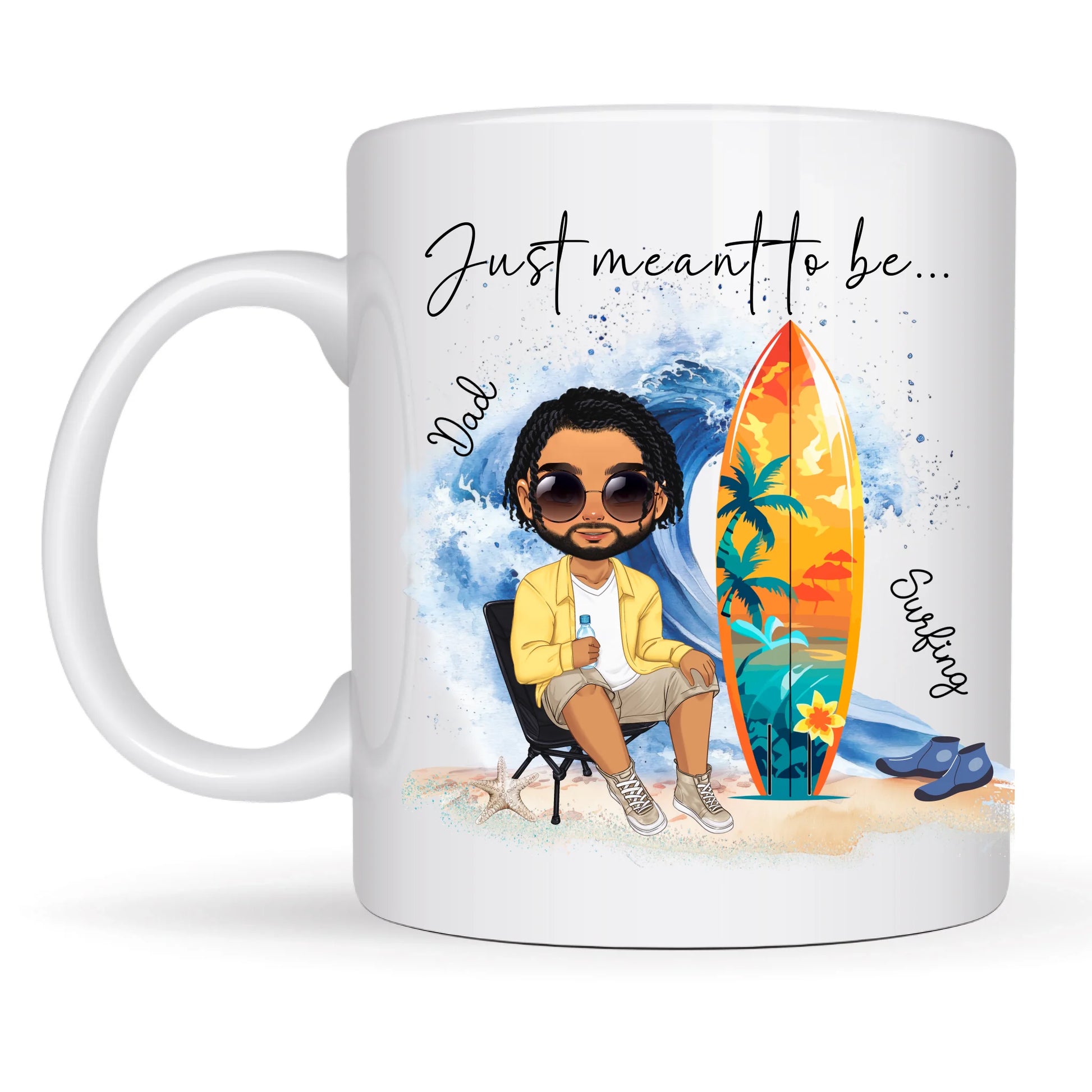 Personalised surfing mug – fun gift for surfer dads