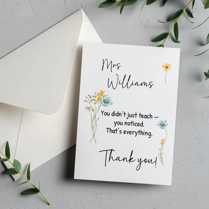 Teacher thank you card with quote “That’s everything”
