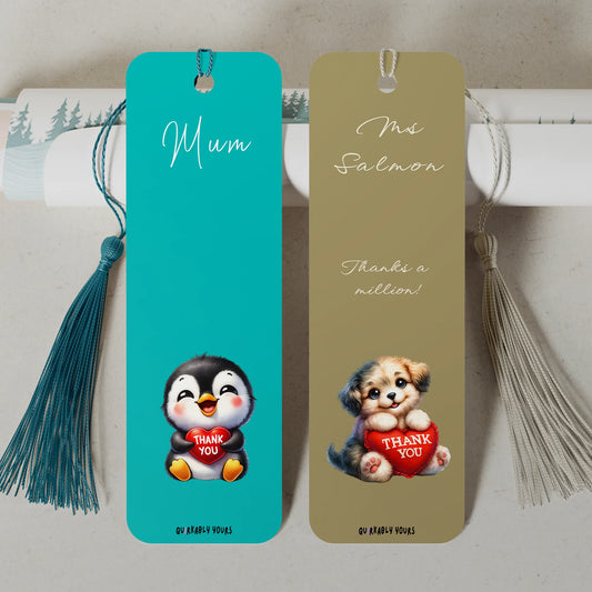 personalised thank you animal bookmark with custom name