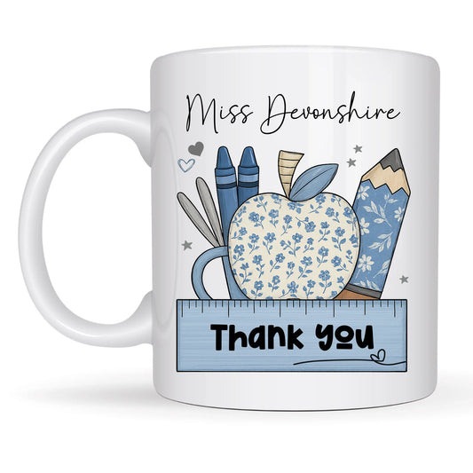 personalised blue thank you mug
