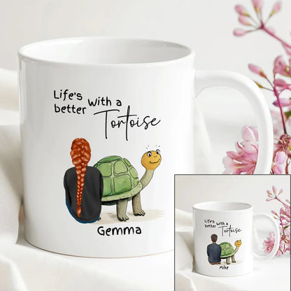 Personalised Life's Better with a Tortoise mug with custom character