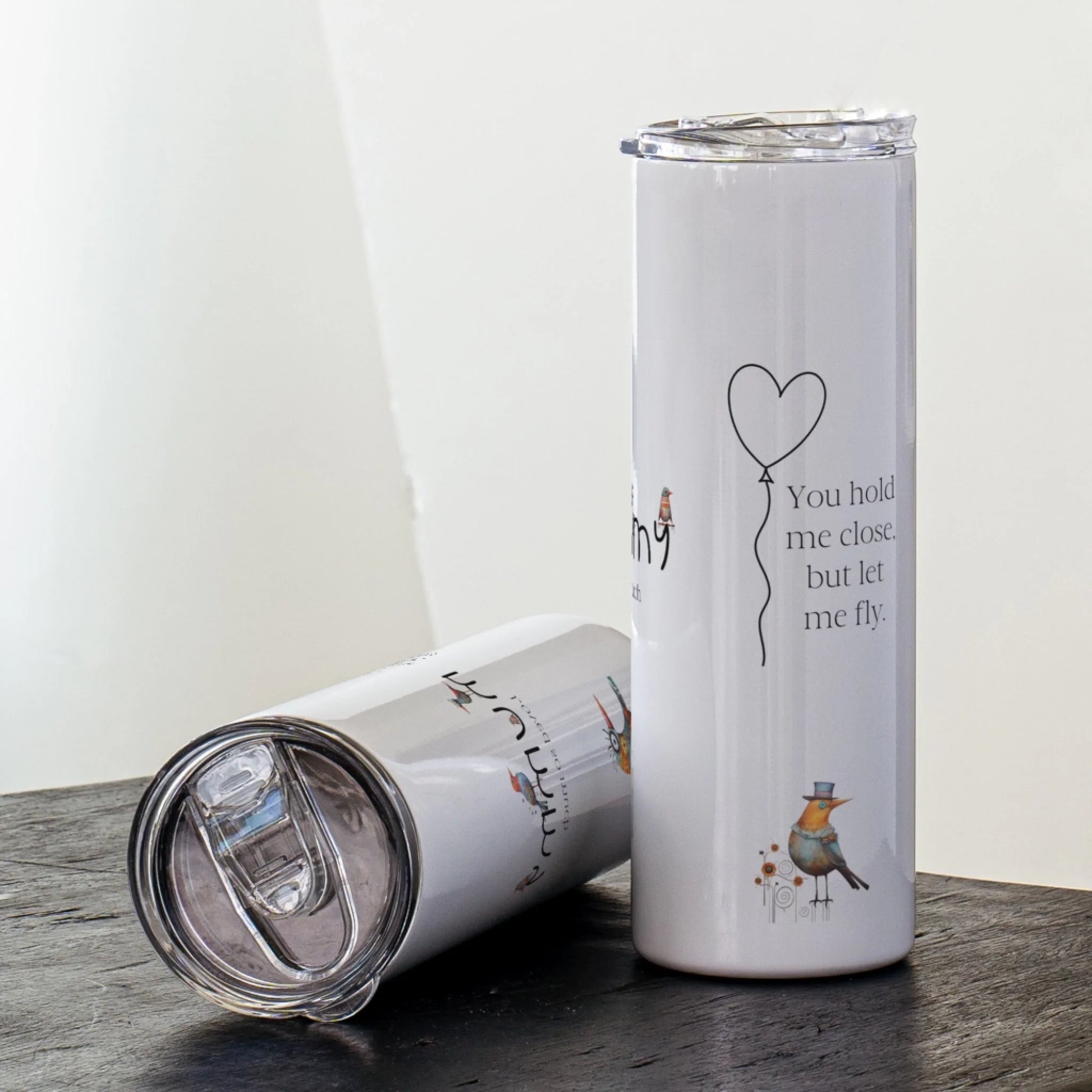 Travel tumbler with heartfelt verse design for mum or dad