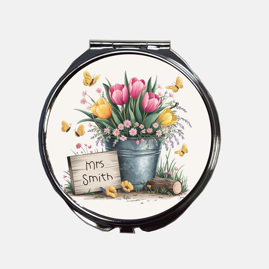 Tulip design compact mirror for teachers
