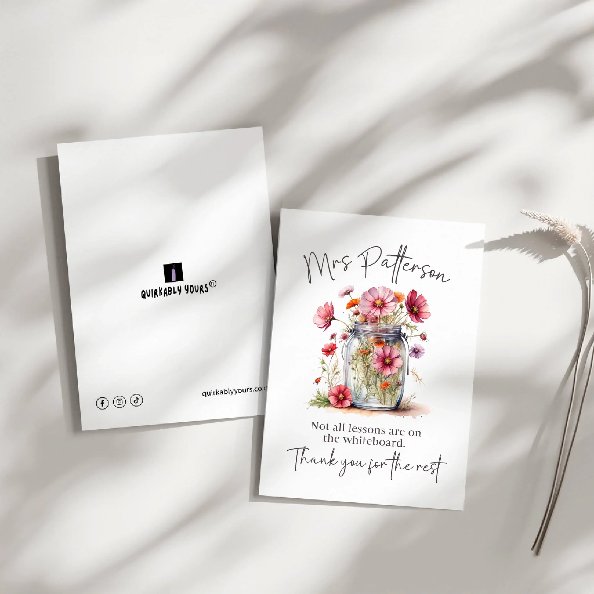 personalised floral teacher card